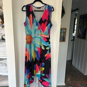 Lily Black High-Low Floral Maxi Dress with Multicolor Blooms